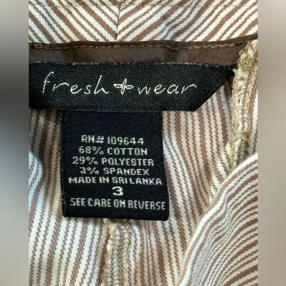 Fresh wear striped Bermuda shorts white and brown sz 3